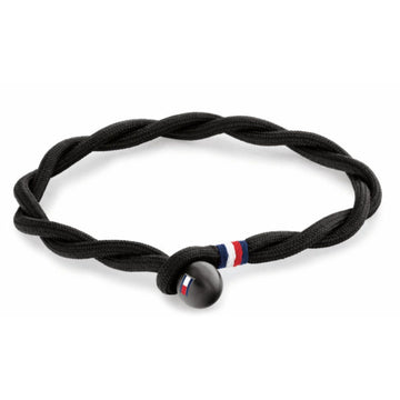 Ανδρικό βραχιόλι Tommy Hilfiger υφασμάτινο σε μαύρο χρώμα με διαγώνια πλέξη.